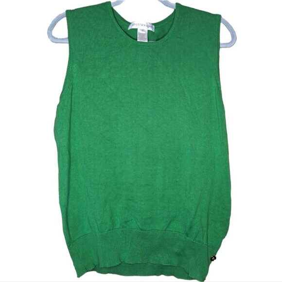 Women's Green Sleeveless Sweater Vest With Gold Button Details, Size Small - Picture 2 of 6